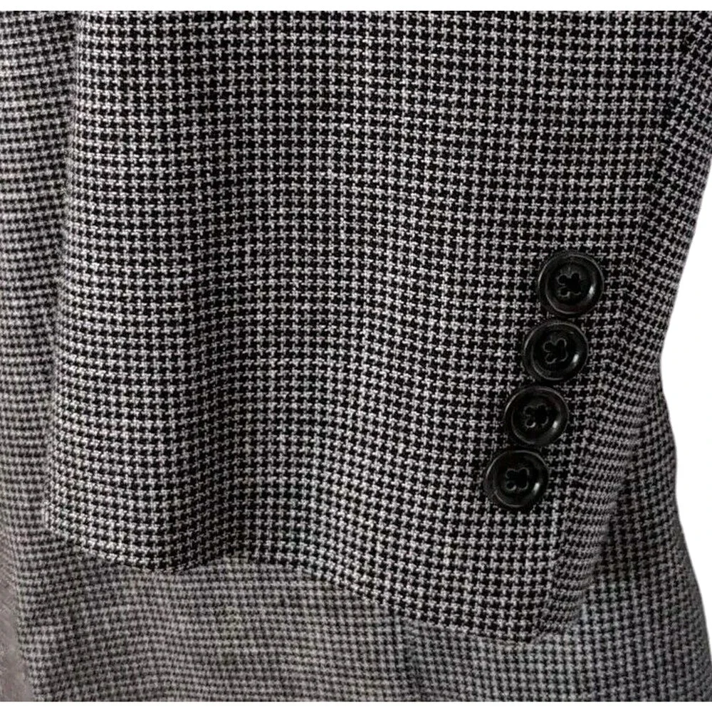 Jos A Bank Silk‎ Wool Sport Coat Men's Size 42L Black White Houndstooth 2 Button